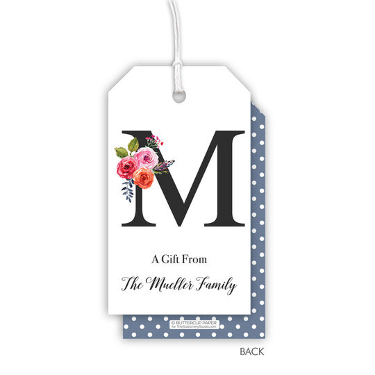 Floral Bunch Initial Hanging Gift Tags